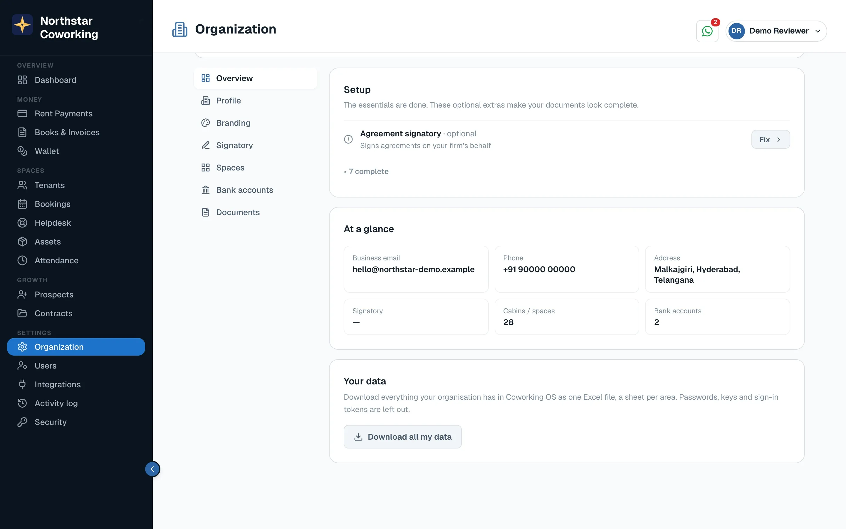 Your data: a full download, any time.
