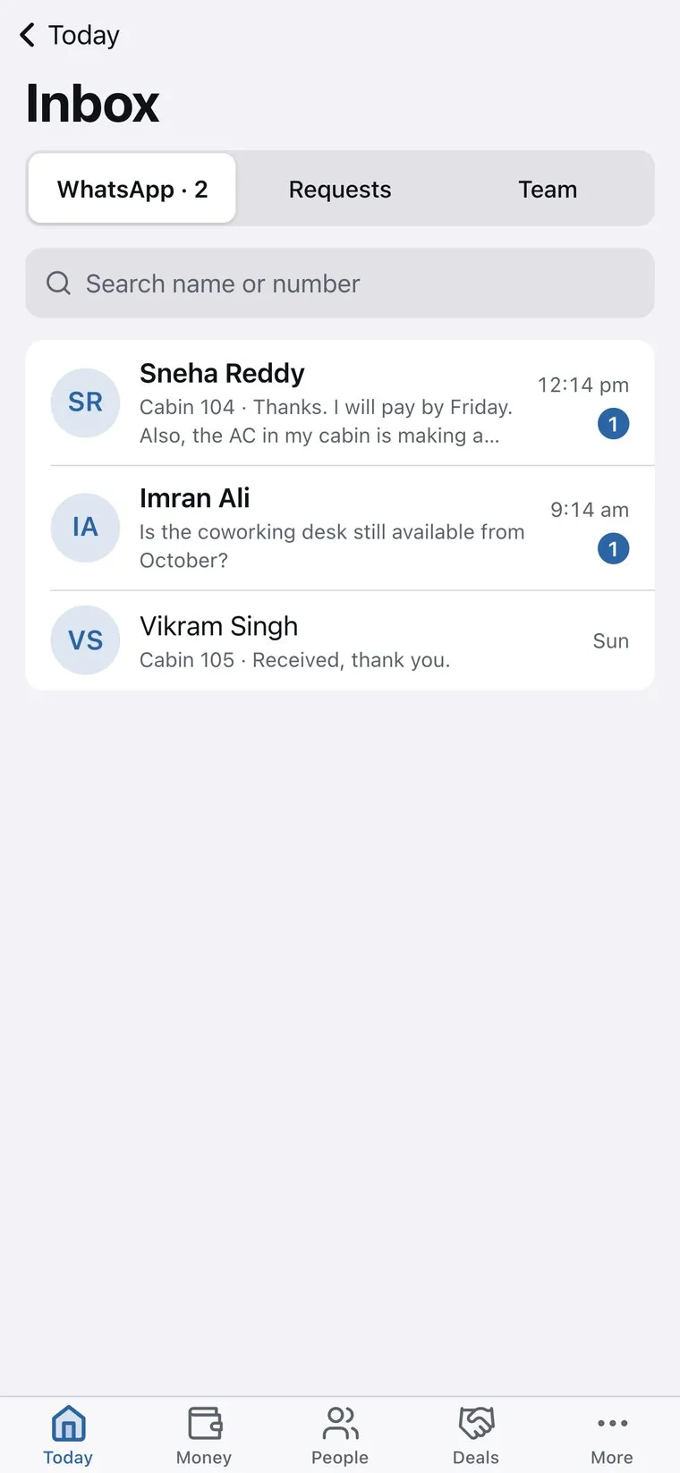 WhatsApp inbox